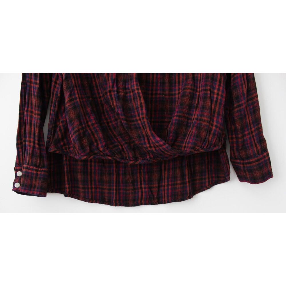 Mossimo Supply CO. Criss Cross Wrap Long Sleeve Top Burgundy Size L Pre-Owned - Picture 7 of 7